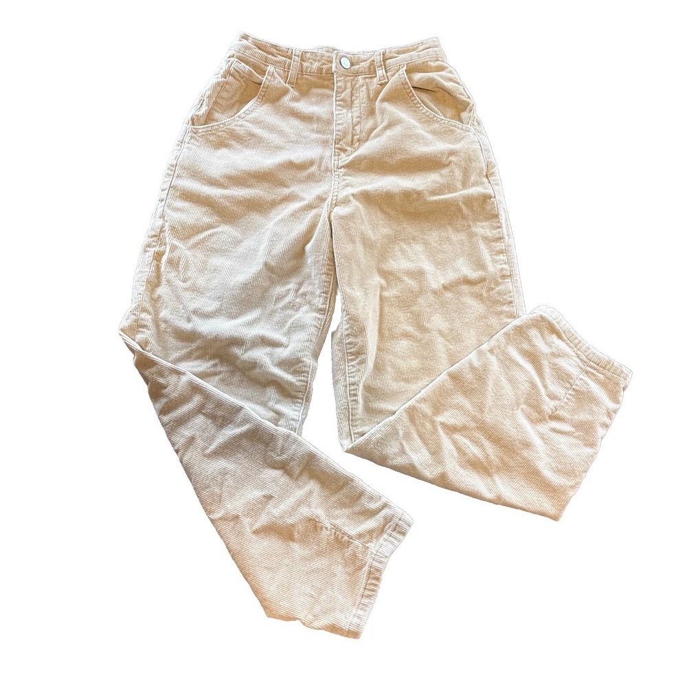SHEIN Corduroy High-Rise Straight-Leg Pants Beige‎ XS